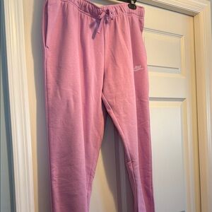 Nike Women's pink Fleece Joggers with White Logo Size XL NWT